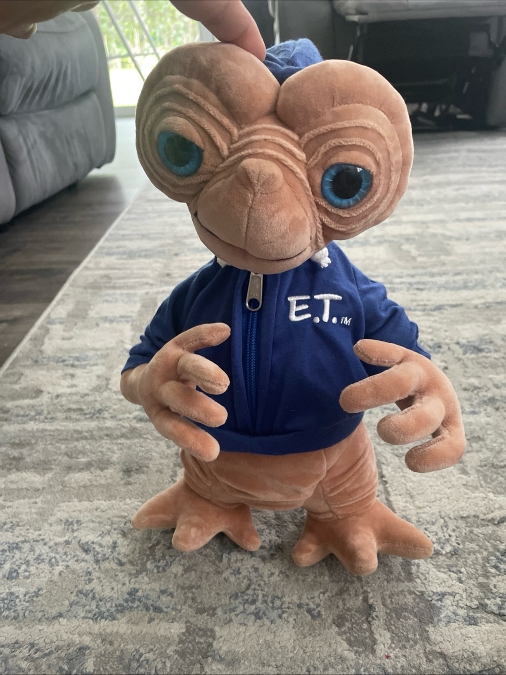 E.T. Plush Doll in Navy Hoodie - Large Blue-Eyed Alien